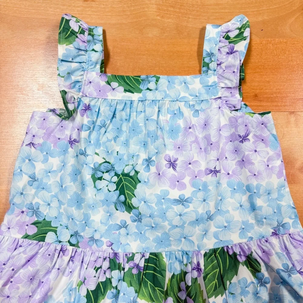 NWT Gymboree Blue & Purple Floral Flutter Sleeve Cotton Peplum Top Girls 5T NEW